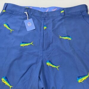 Men's Size 42 Bermuda Styles Blue Dolphin Fish Print Casual Shorts Beach NEW